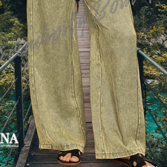 Oversized Loose Fit Wide Leg Mineral Wash Sustainable Tencel Elastic Waist Pants - Picture 4 of 7